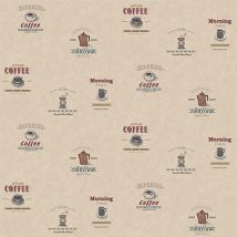 LTC – Coffee-Themed Beige Wallpaper – 10.05m x 0.53m – Cozy Kitchen Decor – Paste The Wall