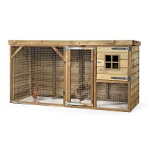 Fatmoose Hühnerstall Mit Auslauf Cosychicken Cottage Aus Holz - 243x95x124 Cm