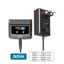 Koma Tools - Cargador Batería 20v 30w 1a Indicador De Carga Negro Pro Series
