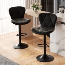 Barhocker 2er Set Barstuhl Höhenverstellbar Mit Rückenlehne, Höhenverstellbar, 360° Drehbar, Kunstleder, Für Esszimmer Heimbar Kücheninsel, 2 X Hocker