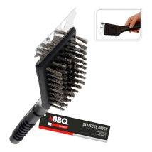 Cepillo con rasqueta para barbacoa 21 cm – Acero inoxidable – Mango de polipropileno