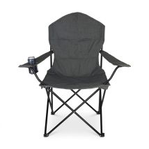 Relaxdays Campingstuhl, Klappbar, Armlehnen, Getränkehalter, Tragetasche, Hxbxt: 106x90x45 Cm, 100 Kg, Klappstuhl, Grau