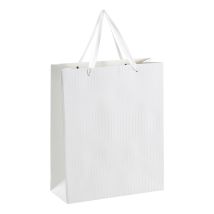 Geschenktasche aus Papier – 26 x 10 x 32 cm – Weiß – Faltbar – Ideal für Geschenke – Weihnachten, Geburtstage