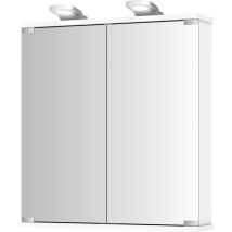 Jokey Spiegelschrank Sakura – LED-Aufsatzleuchte – 2 Spiegeltüren – MDF/Holz – 60 cm x 70,2 cm x 19,4 cm – 9,4 kg