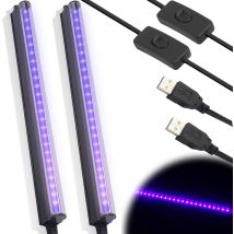 Led Black Light, 2-pack Of Uv Black Light Bars, 5w 28cm Usb Black Light Bar, Black Light Tube With Plug And Switch