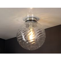 Fan Europe - Deckenleuchte Nereide Glaskugel Wellenmuster Transparent, Globe Ø 30cm