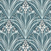 Ugepa - Navy White Bluebell Floral Wallpaper Textured Modern Paste The Wall Vinyl