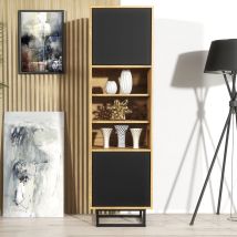 Harmony Display Cabinet 175cm - Dark Oak With Black Matt Doors