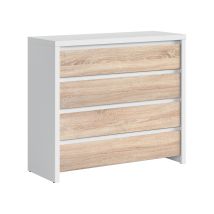 Kommode Soren Mit 4 Schubladen, Holzoptik Und Weiß, 105cm