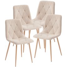 Artist Hand - Set Of 4 Dining Chairs For Dining Room Living Room, Fabric Kitchen Chairs Set With Upholstered Seat Solid Backrest Metal Legs For 