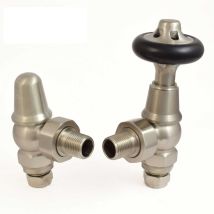West - Admiral Angled Thermostatic Radiator Valve And Lockshield - Satin Nickel