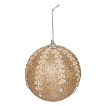Palla In Polistirolo Con Ricamo D.10cm Champagne - Feeric Lights & Christmas