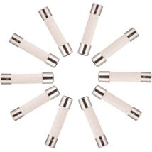 10x Zeitträge Keramiksicherung (t) 10a / 250vac 5x20mm