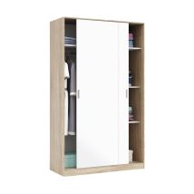 Altri - Armoire Avec Deux Portes Coulissantes Et Trois Étagères, Couleur Chêne Et Blanc Mat, Dimensions 120 X 200 X 50 Cm