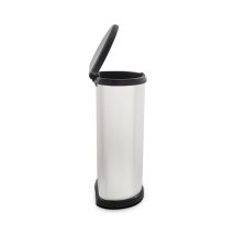 Curver 40 L Metal Effect Plastic One Touch Deco Bin, Silver