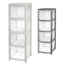 Cover Line Kommode transparent/cremefarben – 4 Schubladen – 26,8 x 37 x 82,7 cm – Tontarelli