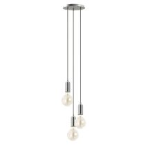 Lámpara colgante exterior moderna – Acero cromo – 3x E27 60W – IP20 – Altura 190 cm – Diámetro base 22 cm