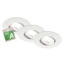 Briloner - Kulana A Set De 3 Spots Led Encastrables Eek A 230v, Eek A, Lumière 50.000h, Pivotant, Plat, Blanc, 9 X 2,4 Cm