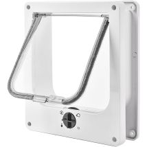 Cat Flap(white,m), 4 Way Magnetic Cat Flap For Cats And Small Dogs, Easy To Install, Manual Sliding Pet Door On Wall/wood/upvc Door