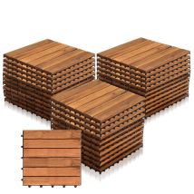 Wolketon 33x Dalles De Terrasse En Bois D'Acacia Mosaïque 30x30cm Dalle Clipsable 3m² Balcon Jardin Extérieur