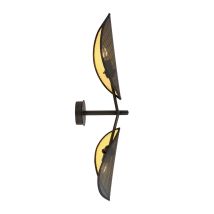 Lampada A Parete Vene, Acciaio Verniciato A Polvere, Tessuto, Nero, Oro, 12x67x12 Cm
