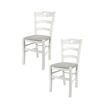 Tommychairs - Set 2 Sedie Modello Cuore Per Cucina Bar E Sala Da Pranzo, Robusta Struttura In Legno Di Faggio Laccato Bianco E Seduta Rivestita In 