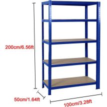 Blau 200x100x50cm Schwerlastregal Lagerregal Kellerregal Metall Werkstattregal Regal Steckregal Mdf ,lagerregal Mit 5 Regalböden,bis 875 Kg Belastbar 
