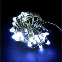 Euronatale – Luci di Natale a microled bianco freddo 5,30 metri – 100 microled – Alimentazione a batteria