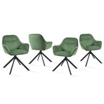 Goeurvant Chaise Pivotante À 360° Avec Assise Moelleuse, Dossier Courbé Et Accoudoirs Ergonomiques, Confort Élégant Pour Toutes Les Pièces - Lot De 4 