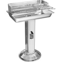 Barbecue À Charbon De Bois En Acier Inoxydable, Barbecue À Colonne 523284cm, Hauteur Réglable En 3 Directions, Avec Grille De Chromée, Ventilation Et 