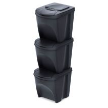 Setde 3 Bidoni Dede Keden Sortiboxde Bidone Per La Raccolta Differenziata, Antracite Eco, Volume 3x25l