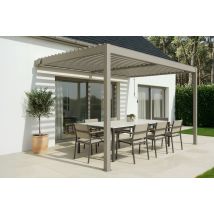 Bioklimatische Pergola Anbaubare Piana 4x3m In Taupefarbenem Aluminium - Schwenkbare Klingen