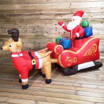 Snowtime - 8ft (240cm) Led Outdoor Christmas Inflatables Santa Sleigh & Reindeer Decorations