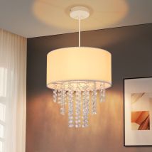 Lampada Sospesa Per Sala Da Pranzo - Lampada Sospesa Per Camera Da Letto - Lampada Sospesa E27 In Cristallo E Tessuto, Moderna, Design In Stile Rose, 