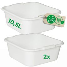 Novaliv - 2x Aufbewahrungsschüssel 2x Spülschüssel Quadratisch Farbe Weiß