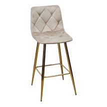 Sgabello Velvet Tortora Con Gambe Oro In Velluto E Polipropilene – H. Seduta 75 Cm