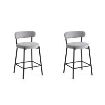 Set De 2 Taburetes Bajos De Comedor, Harlem En Textil Gris, 87x47x48 Cm