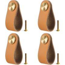 Poignées En Cuir Pour Meubles, 4 Poignées De Meubles En Cuir, Boutons De Tiroirs Chics, Poignées D'Armoires, Boutons De Meubles Pour Commodes, 