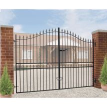 Cannock Gates - Corfe Premium Spear Top Tall Bow Top Double Estate Gate - Steel - Fits Gap 2134 Mm X 2083 Mm High - Electro Galv./black