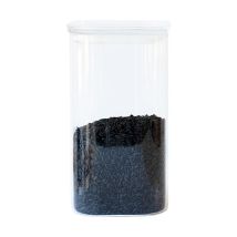Square 1400ml Glass Food Container With Glass Lid - Pebbly