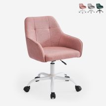 Chaise De Bureau Pivotante Avec Accoudoirs Et Hauteur Réglable Kirma - Rose
