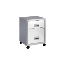Combi Filing Cabinet 2 Drawer - Silver & White - Pierre Henry