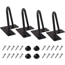 4 Piezas De 15 Cm De Patas De Metal Para Muebles, Patas De Mesa Con Forma De Horquilla Para Armarios Y Camas, Con Tornillos Y Protectores De Suelo