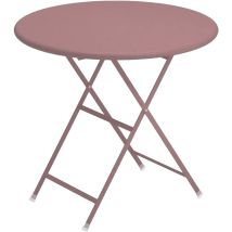 Table balcon – Pliable – Rond – 80 cm x 80 cm x 74 cm – Acier – Rose Magnolia – EMU