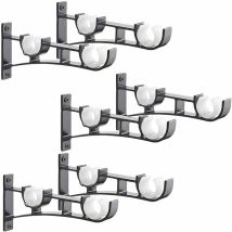 Ensemble De 6 Tringles À Rideaux Robustes En Métal, Supports De Tringle, Supports Doubles, Supports En Aluminium, Supports Noirs - Accessoires Pour 