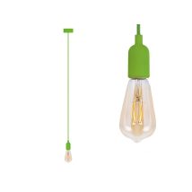 Vellight - Universal Schnurpendel Textil Grün Mit E27 Filament Led, Ø 8,5cm