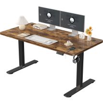 Devoko - Höhenverstellbarer Stehtisch, 140 X 60 Cm, Stehtisch, Schreibtisch Mit Splice Board, Schwarzer Rahmen/rostbraune Platte