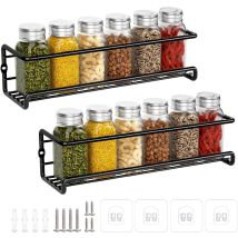 Cozevdnt - Kitchen Spice Rack, Metal Spice Rack No Drilling, Wall Mounted Spice Rack For Kitchen, Spice Holder For Spice Pots, Pantry, Kitchen Cabinet