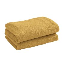 Lot De 2 Serviettes Invité Éponge "spa" 30 X 50 Cm / 400 Gr/m² - "spa" Jaune Maîs