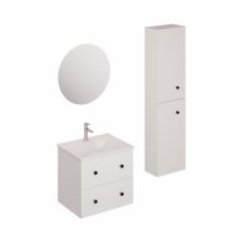 Naturel - Conjunto De Baño Con Lavabo Que Incluye Mezclador De Lavabo, Caño Y Sifón Forli Blanco (ksetforli9)